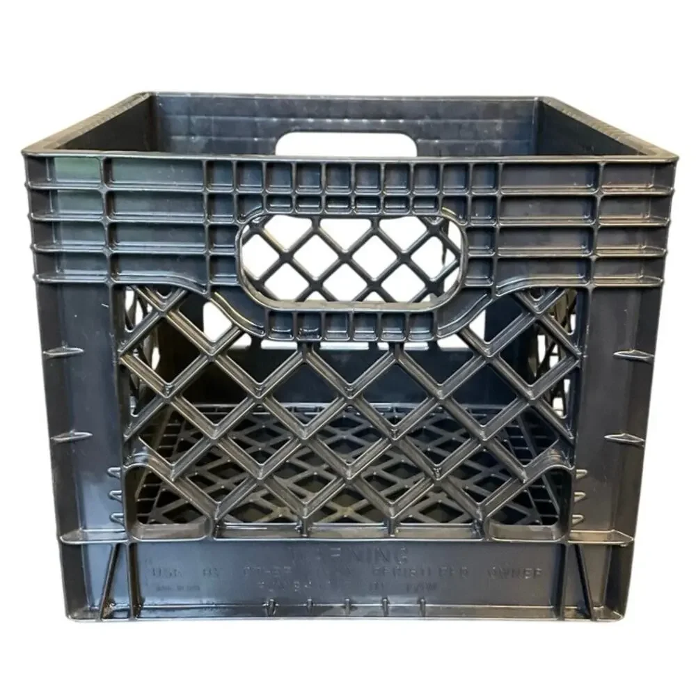 Vintage Borden Milk Crate Black Plastic Dairy Advertising Made USA 13x13